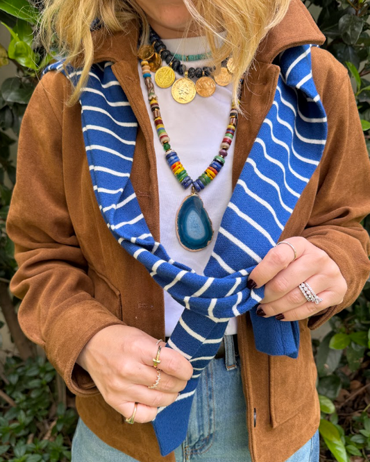BLUE AGATE & AFRICAN BEADS NECKLACE