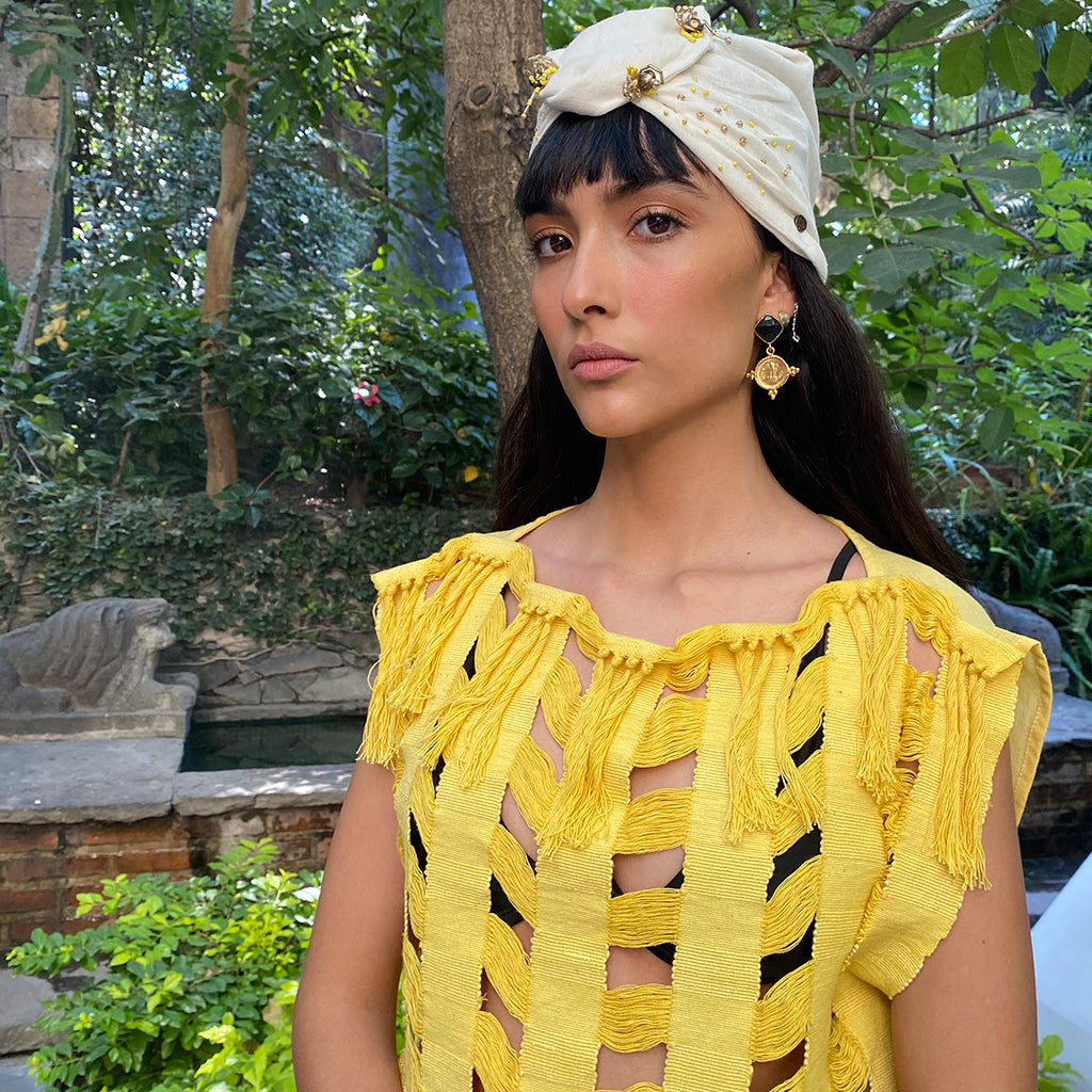 Bangalore Obsidian Golden Earrings