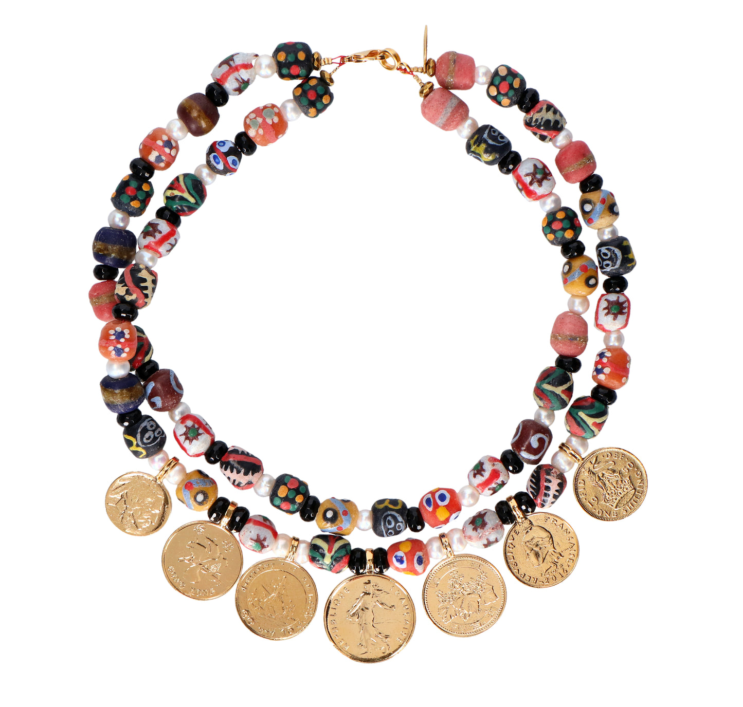 Worldwide Coral and Seaglass Necklace